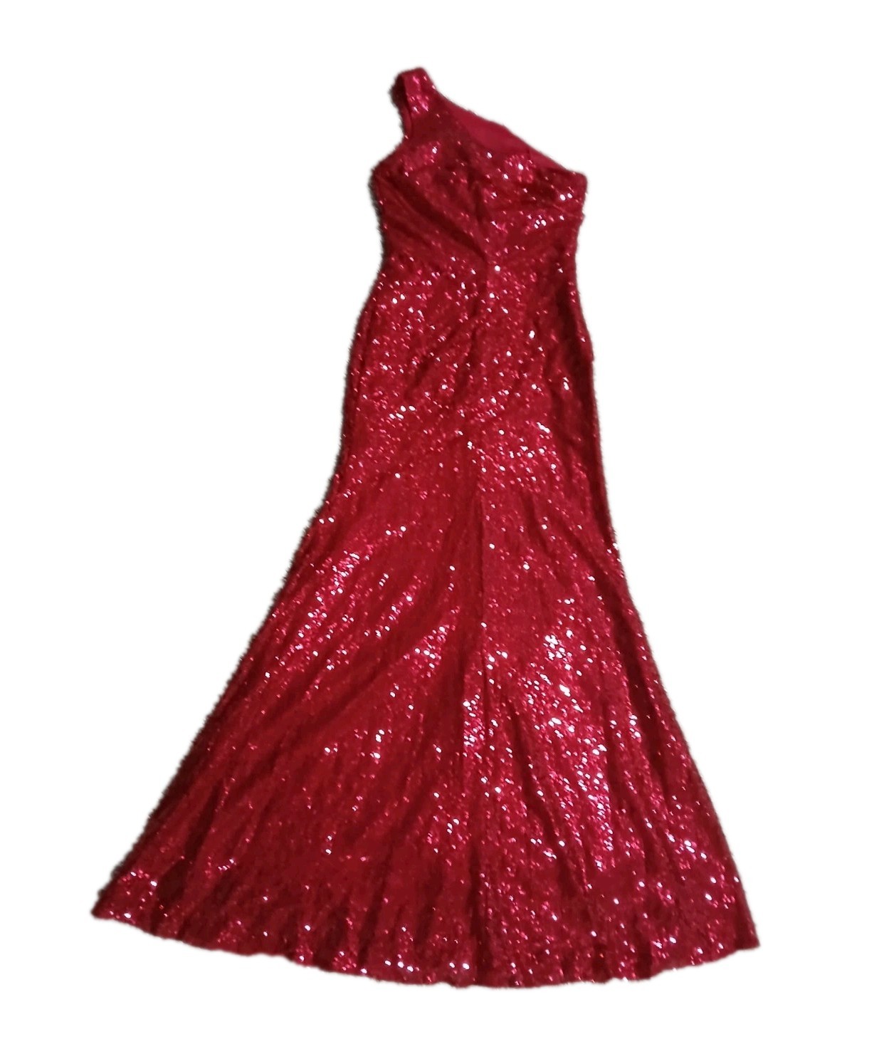 Imcactor Womens Single Shoulder Bodycon Mermaid Maxi Red Sequin Dress Gown