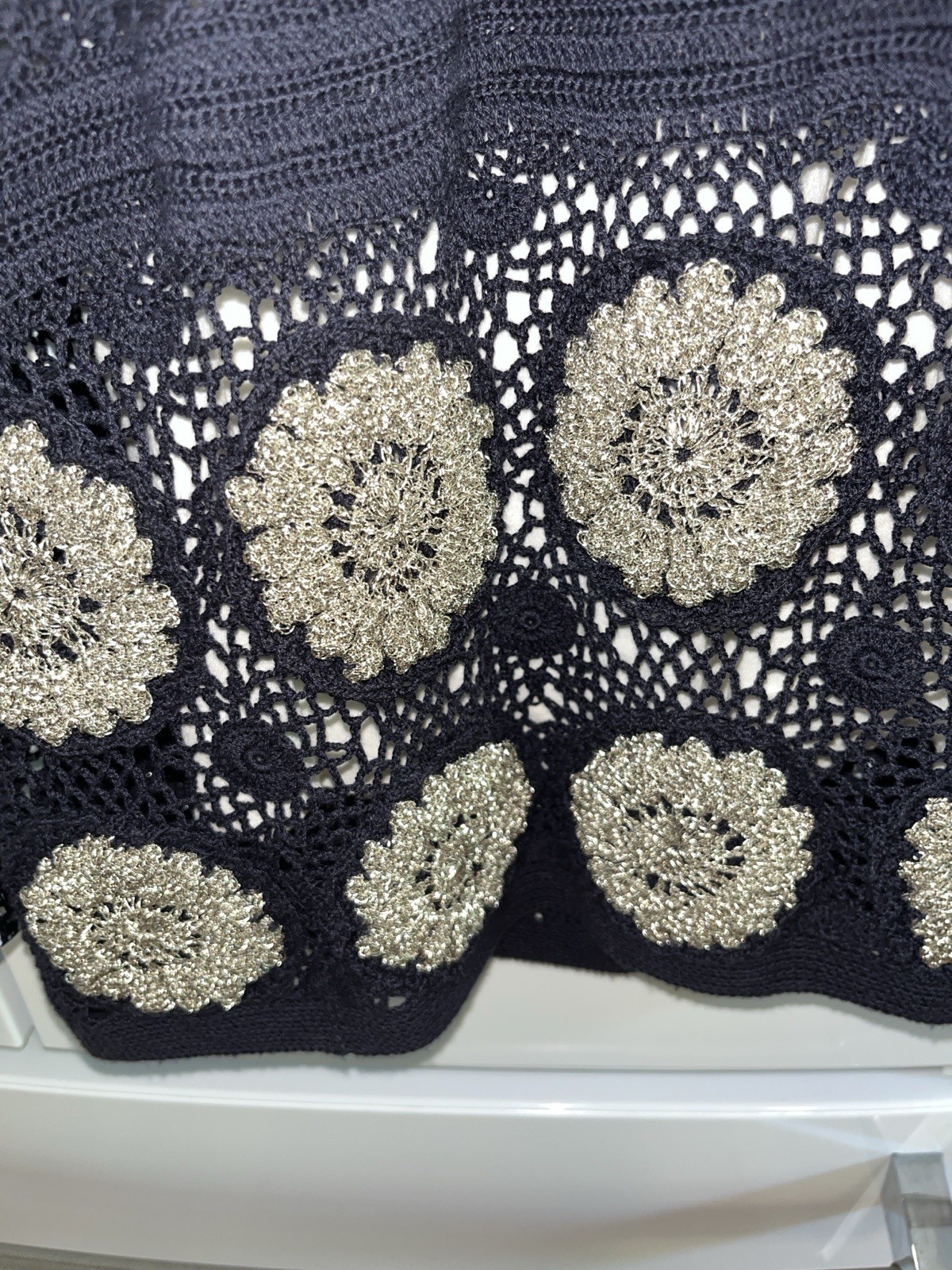 3.1 Phillip Lim…. Navy Blue Crochet Dress / Gold Medallion…Sz S
