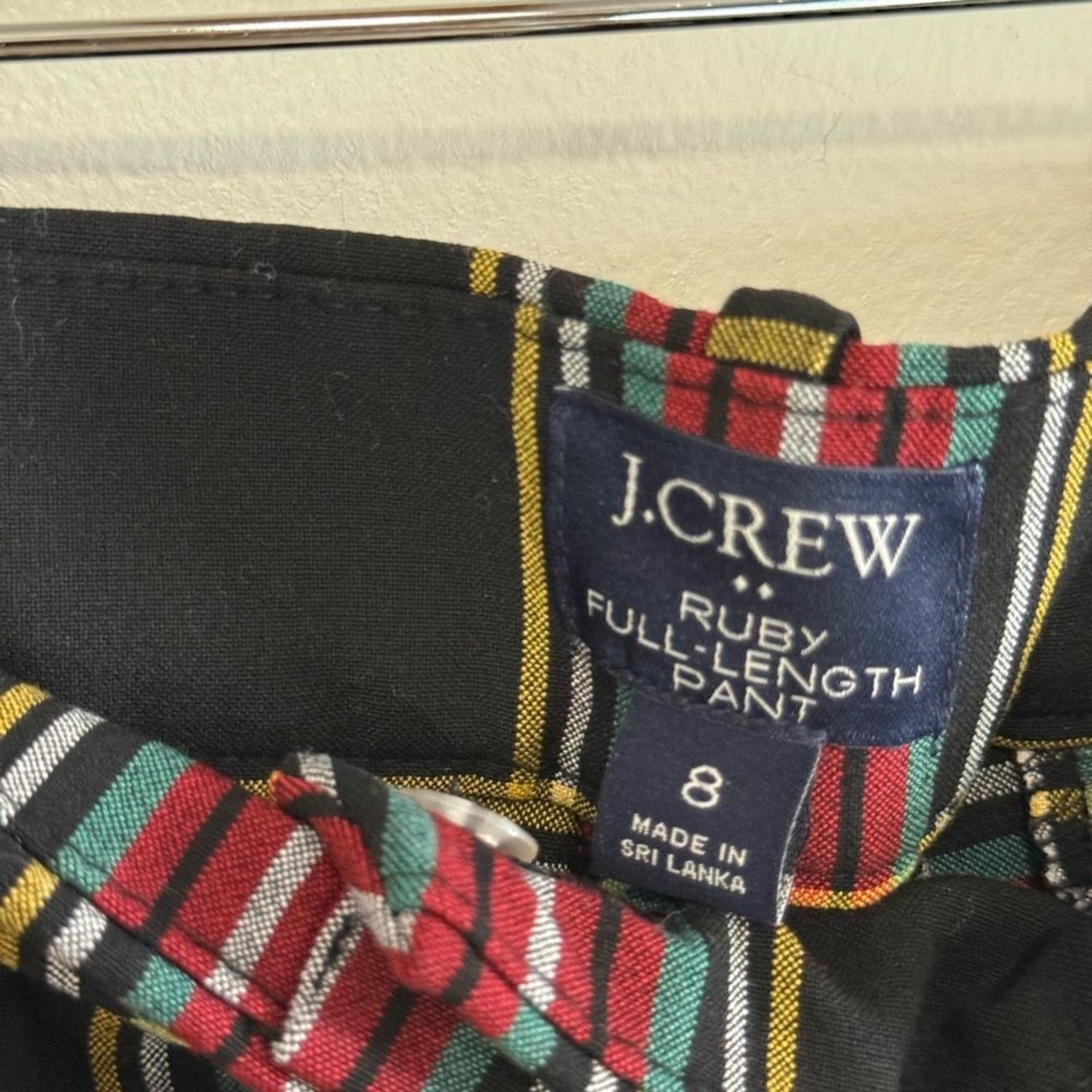 J.Crew Ruby full length tartan Plaid Trousers in Red and Black in size 8
