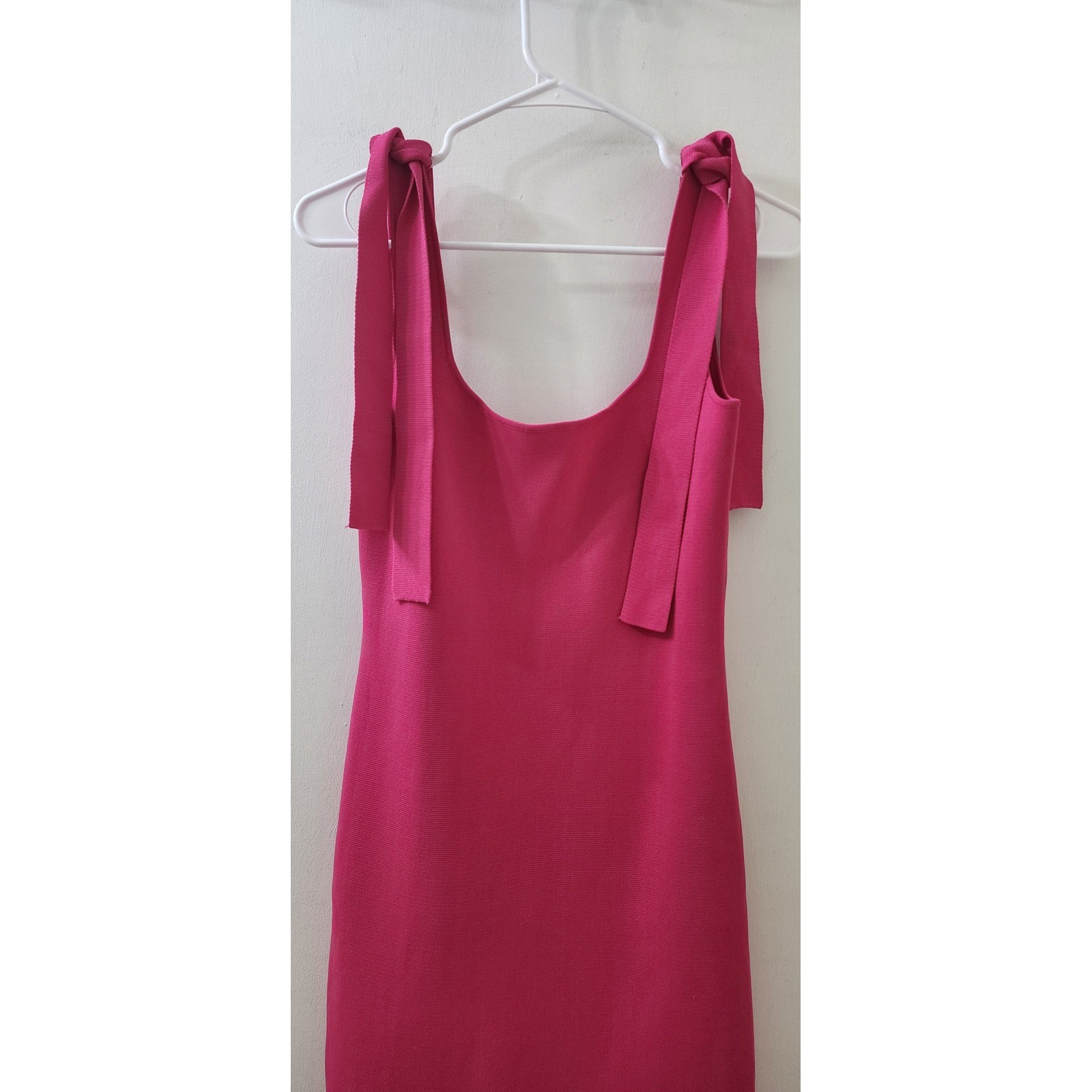 By Johnny Hot Pink Bow Shoulder Knit Mini Dress 43/39-1813HP Size M