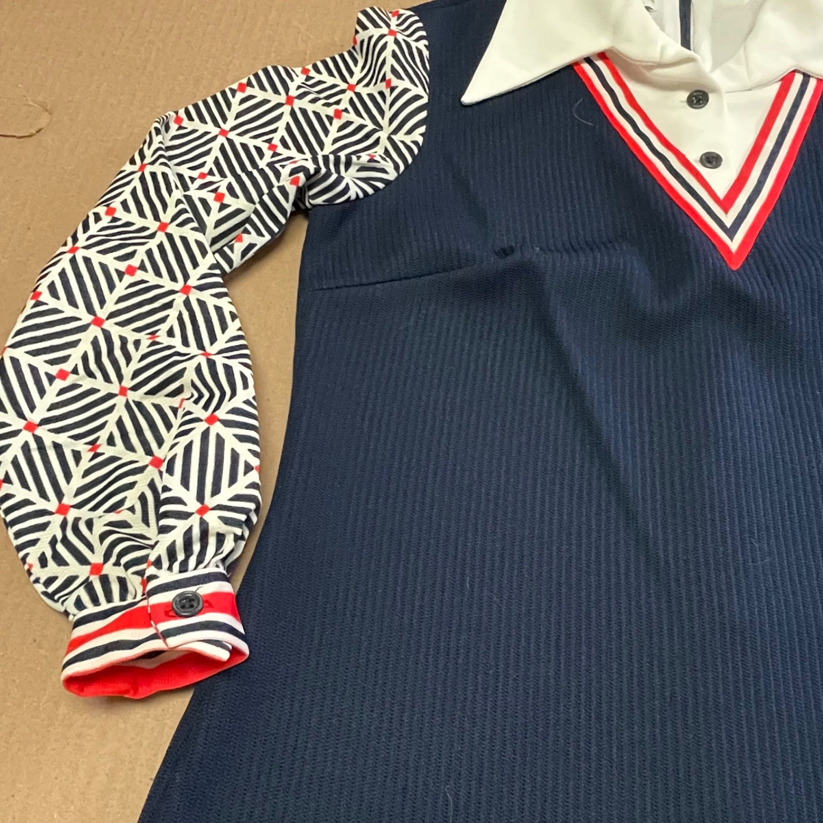 Vintage 1970s “The Kollection Ltd.” Mod Geometric Illusion Dress Sz Small