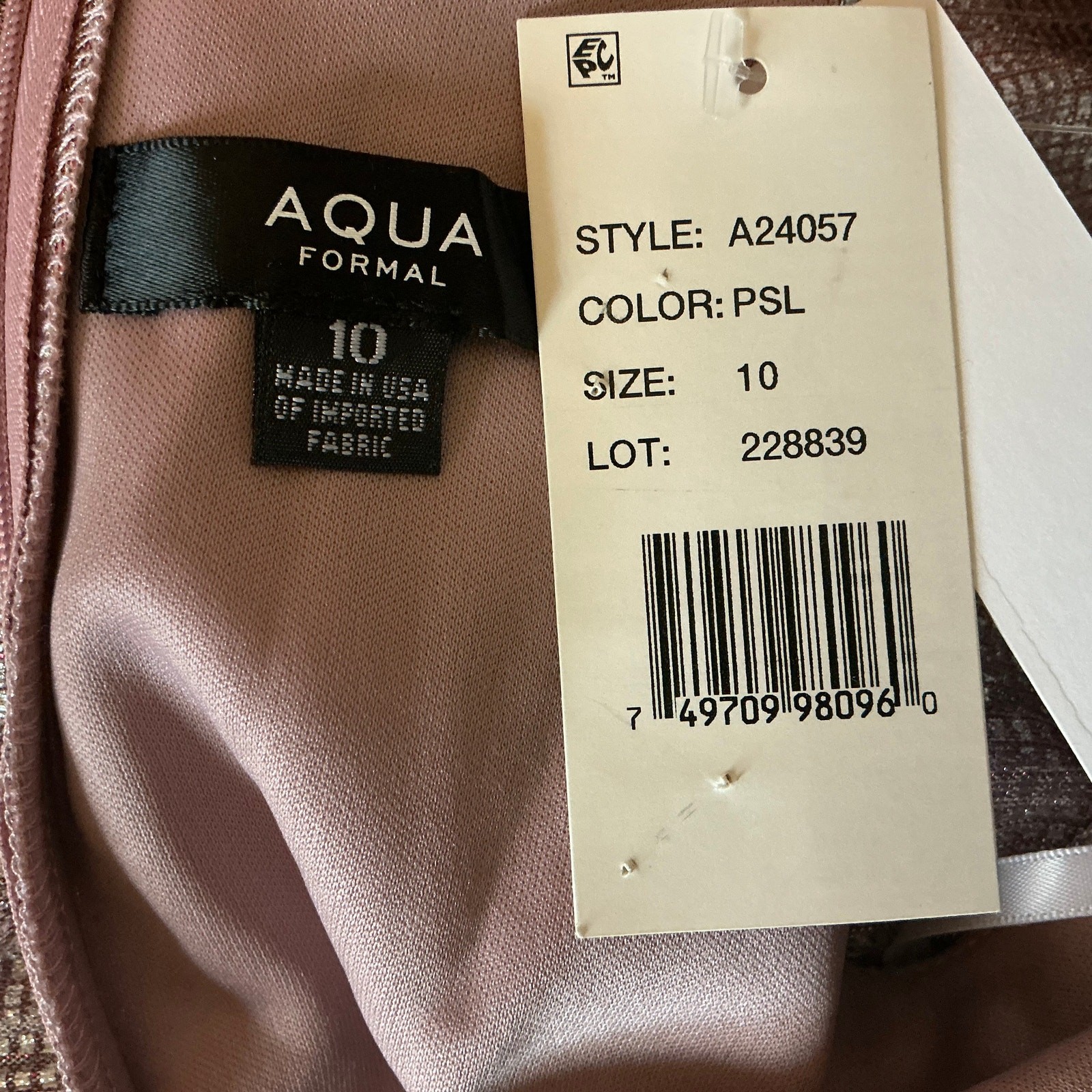 AQUA Pink and Silver Evening Gown Metallic A-Line Halter Maxi Dress Size 10