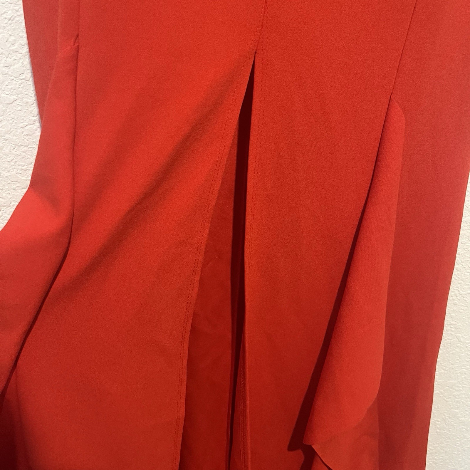 NWT Symphony Red Strapless Ruffle Slit Maci Formal Prom Wedding Dress Size Large