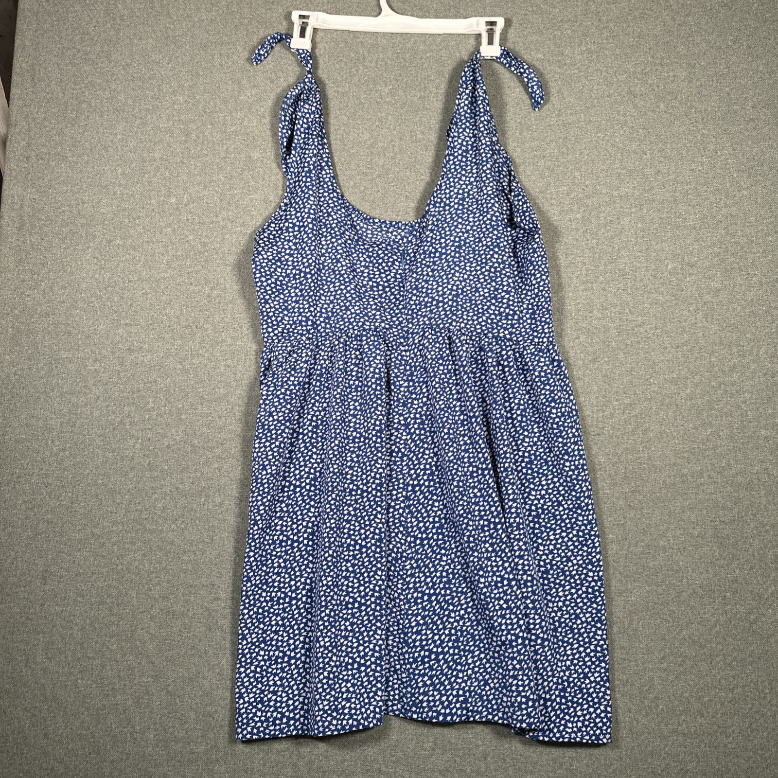 Fit -and-flare Tie Shoulder Sundress With A Front Zipper, Scoop Neckline,