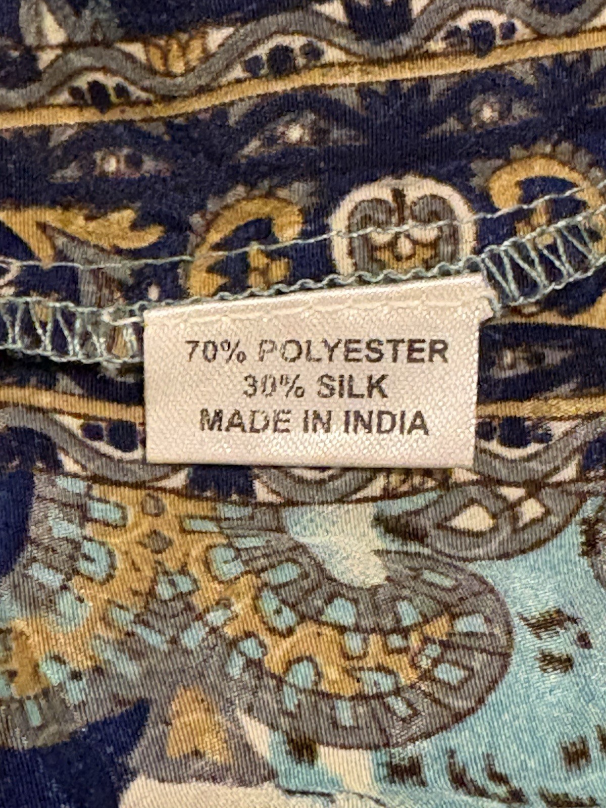 NWT Cienna Mahala Blue Paisley Wrap Maxi Dress Long Sleeve V-Neck Tie Size L