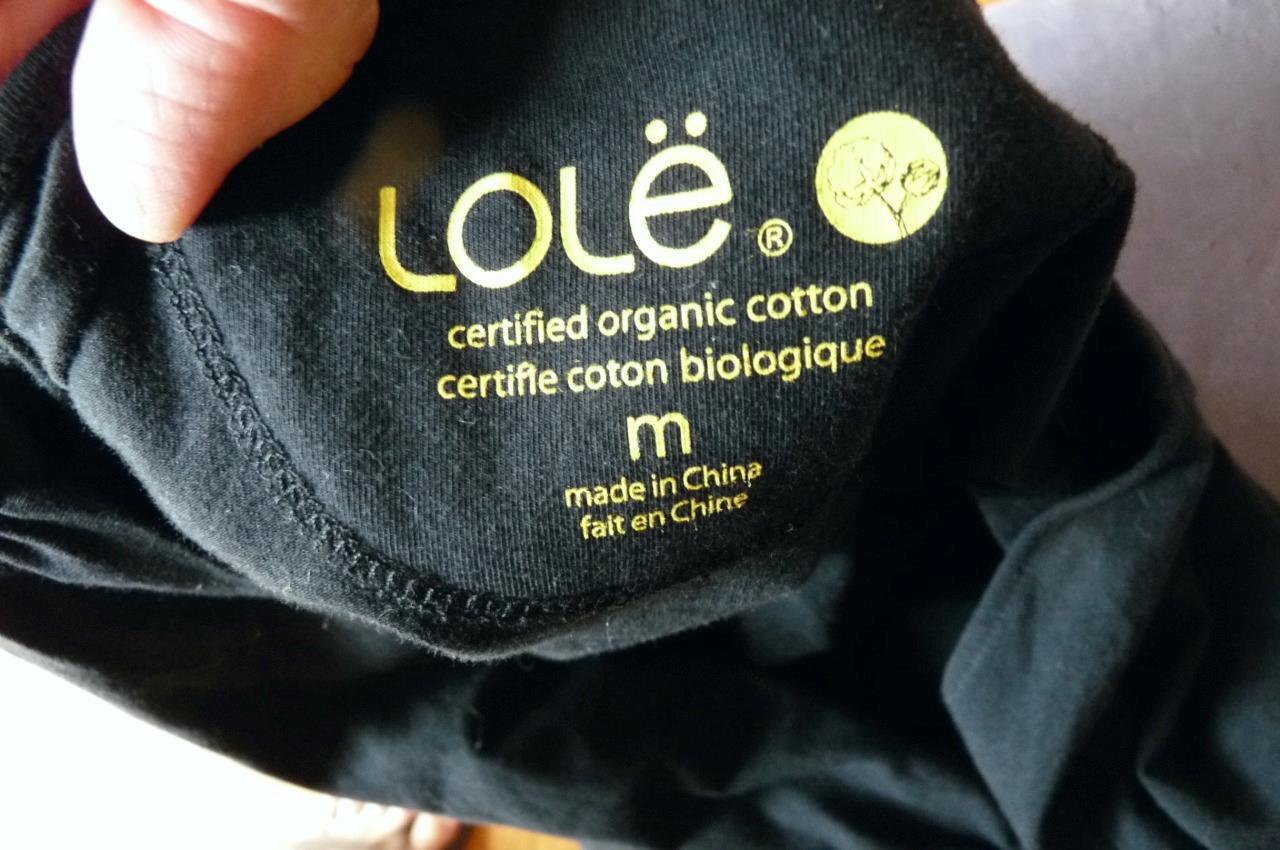 Lole Black stretch organic cotton knit draped neck bodycon athletic dress M EUC