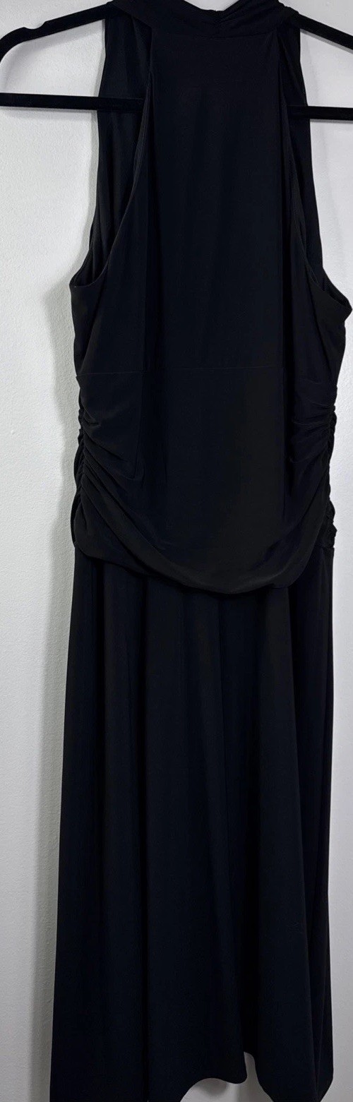 Nine West Black Midi Dress 12P Sleeveless Slinky Wrinkle Resistant Travel Ready