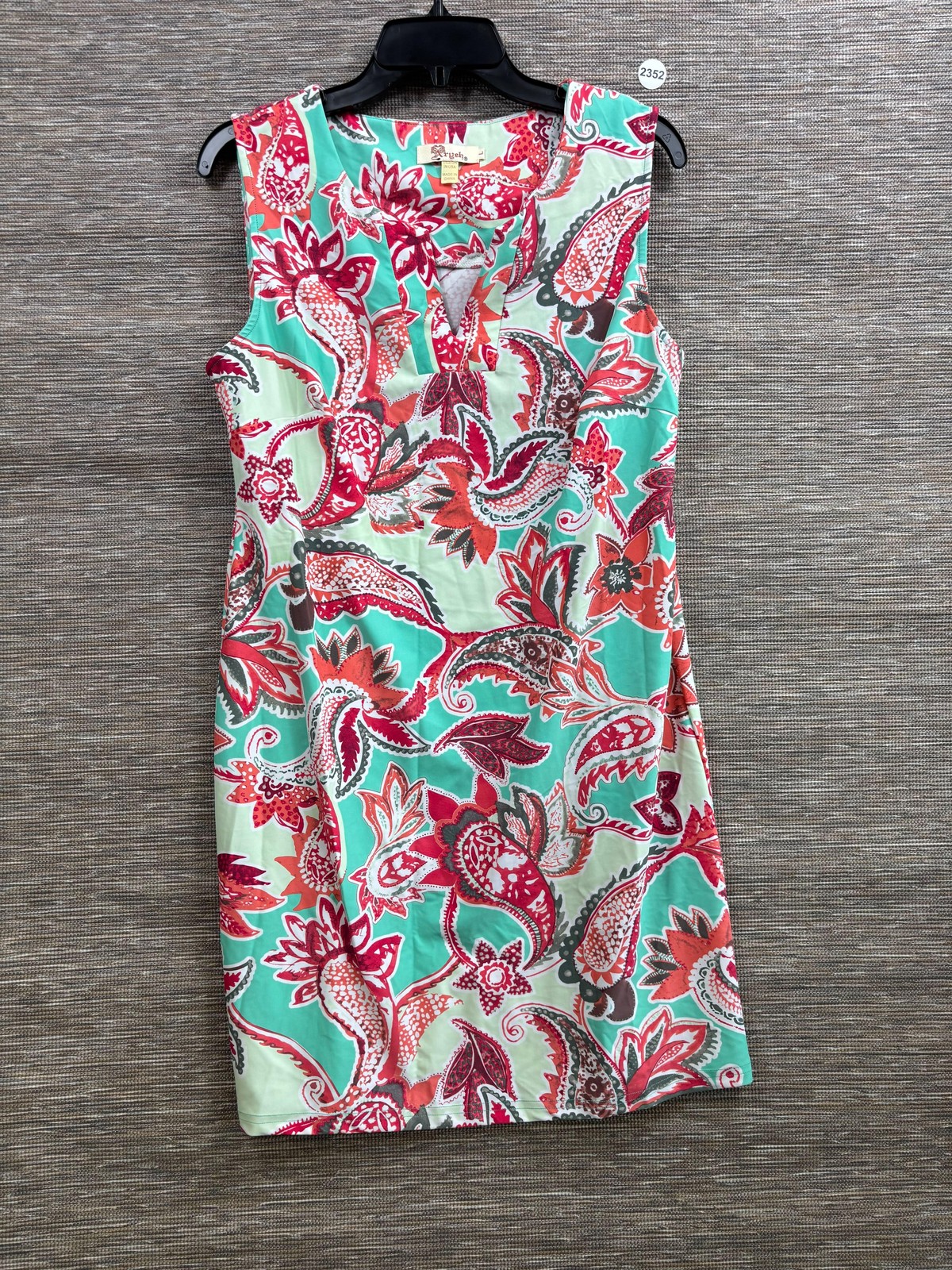 Aryeh Dress Womens L Blue Paisley Scoop Neck Sleeveless Shift Short Travel Boho