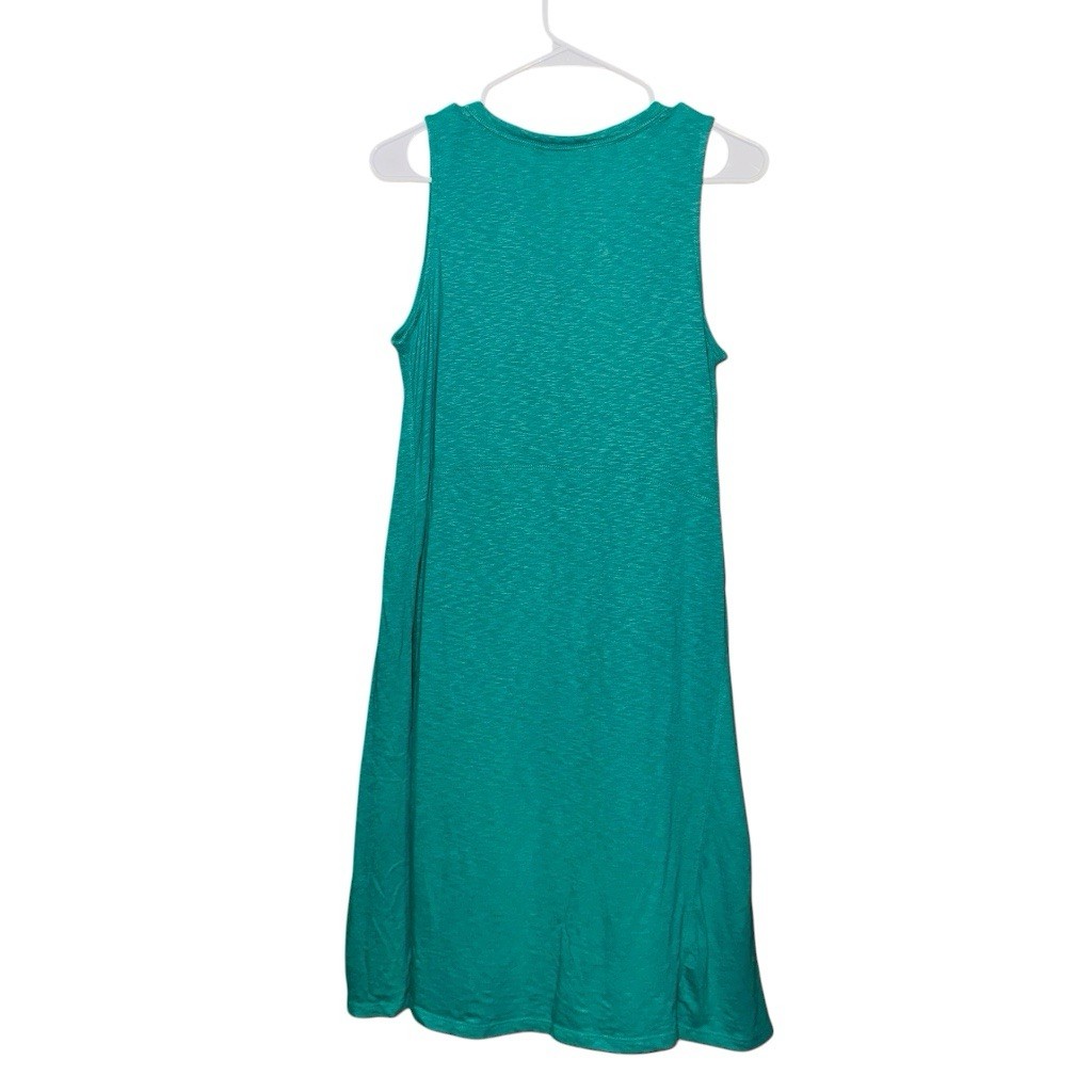 J. Jill Teal V-Neck Sleeveless Button Detail Midi Dress Pockets S