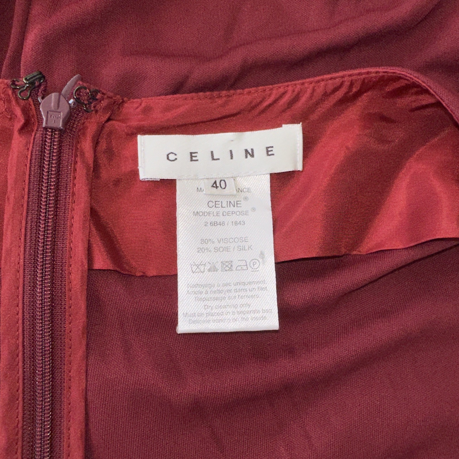 CELINE DEEP CRAMBERRY RED CASUAL STRETCH CAP SLEEVE DRESS Sz 40 MADE IN ITALY