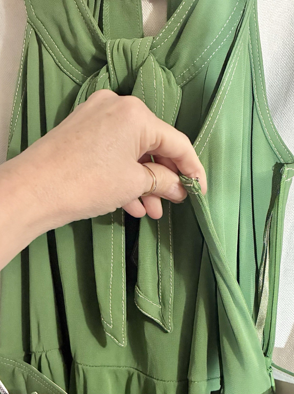 Tibi Womans Retro Belted Cocktail Dress Sz 2 Green Tie Bow Party Wedding Resort