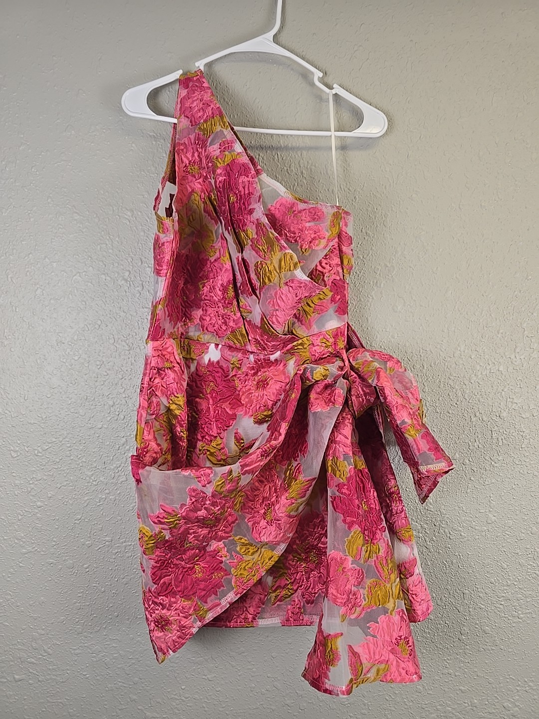NWT REVERSE Womens Organza One Shoulder Pink Floral Print Dress Sz 12
