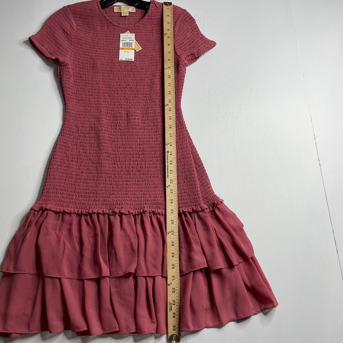 MICHAEL MICHAEL KORS Smocked Georgette Ruffle Dress Women’s Size S