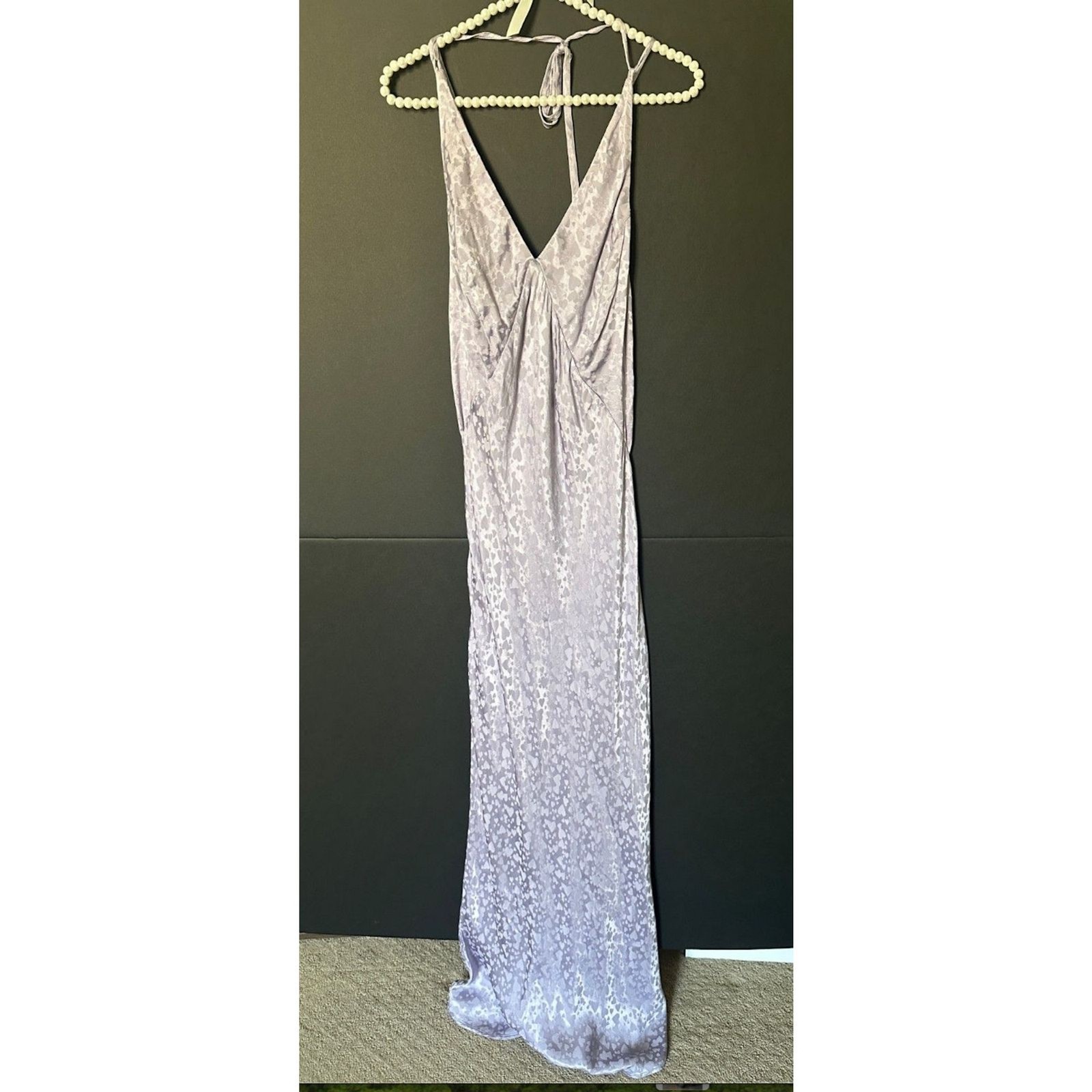 Topshop Bridal Halter Satin Maxi Slip Dress 8 Side Slit Wedding Bridal Purple