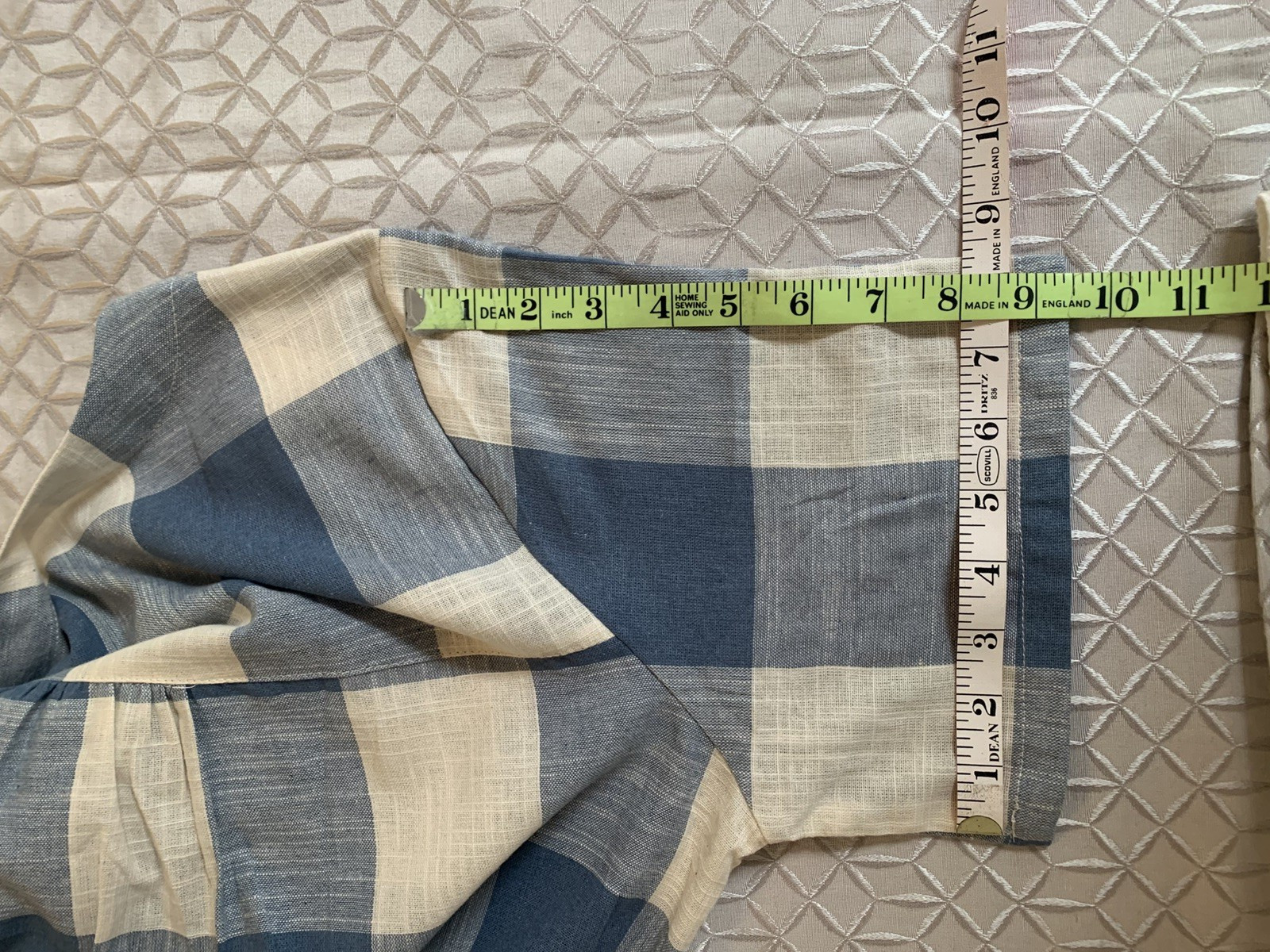 Buffalo Check Plaid Everyday A LINE LINEN COTTON Dress BLUE White XL