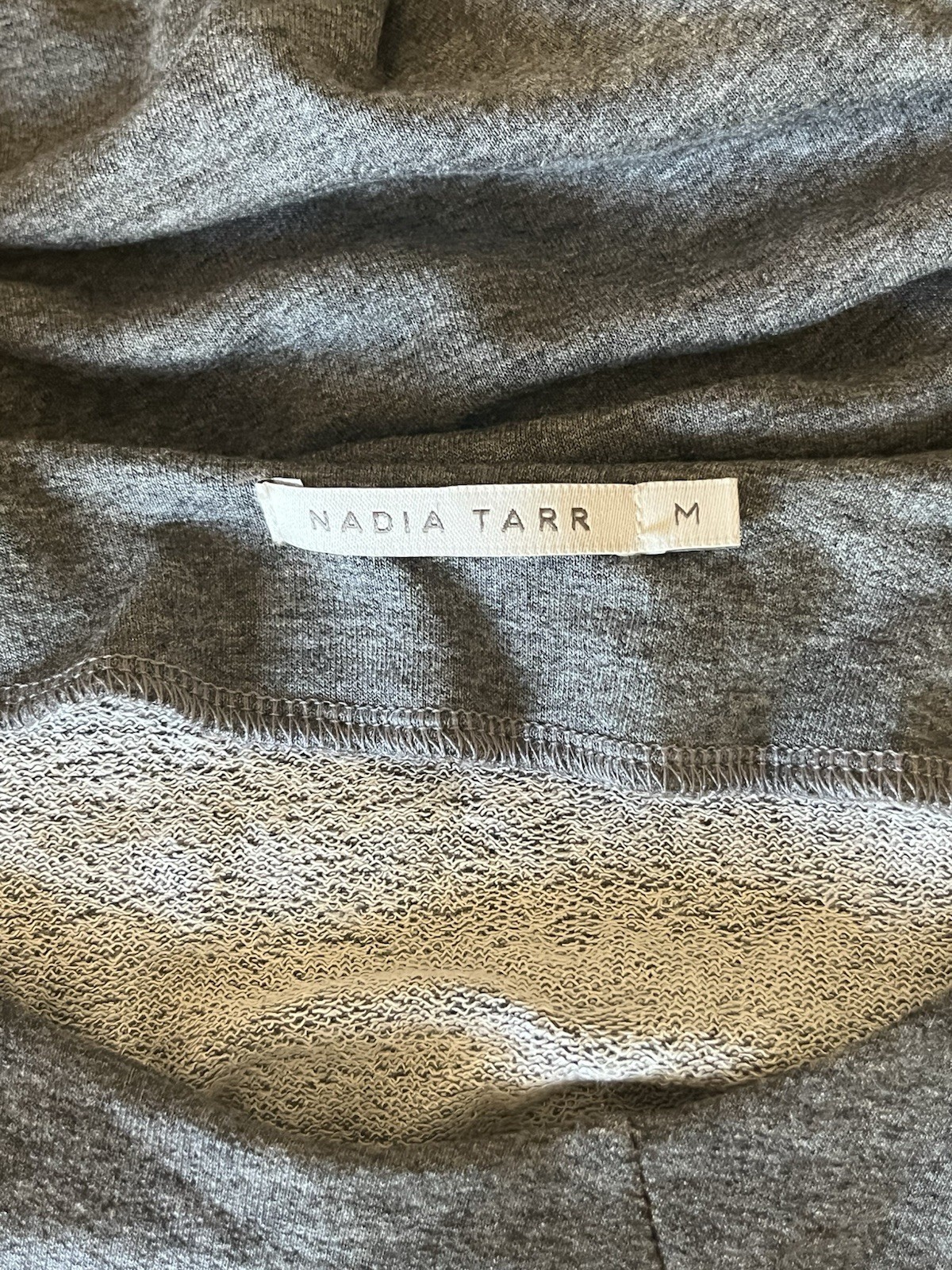 Nadia Tarr Classic Gray Stretch Jersey Midi Bodycon Dress with Long Sleeves