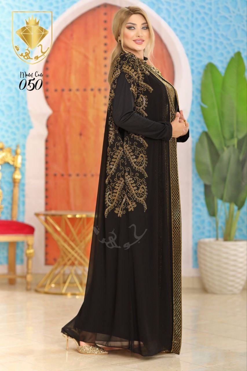 Luxury 2 Piece Chiffon Abaya Robe Set Women Modest Maxi Dress with Polyester In