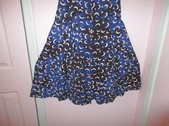 Celestial Midi Dress Size M Pockets Corset Back Moon & Stars Cosmic Astral Lunar