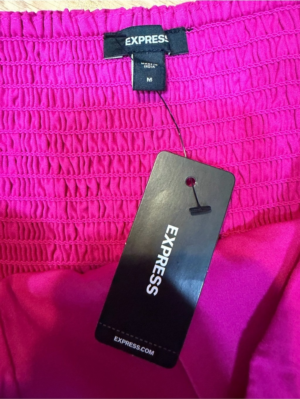 Express Women’s M Pink Strapless Bubble Hem Dress Smocked Back NWT Party