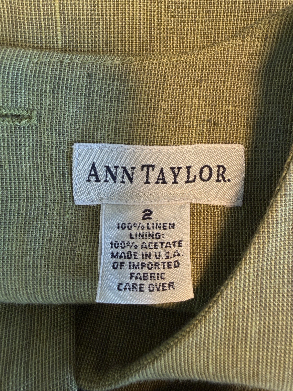 Ann Taylor 100% Linen Midi Dress 2 Made in the USA Classic, Tailored, Summer
