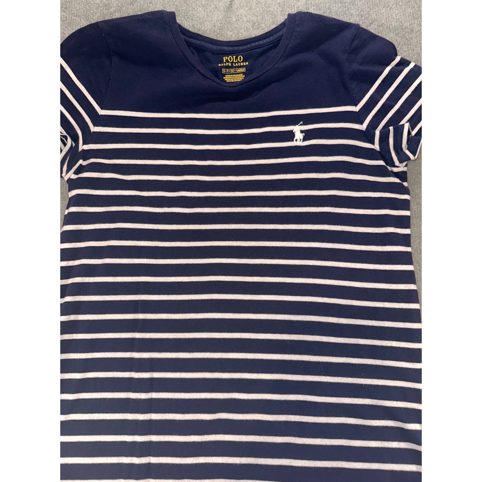 Polo Ralph Lauren Womens Navy Blue White Striped T-Shirt Dress Small S Pony Logo