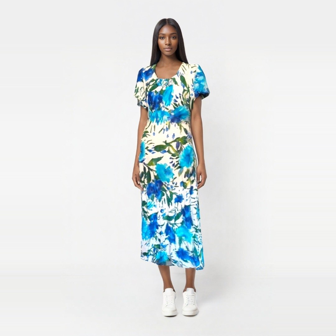 Vintage Carole Little Retro 1990s Floral Print Maxi Dress EVC