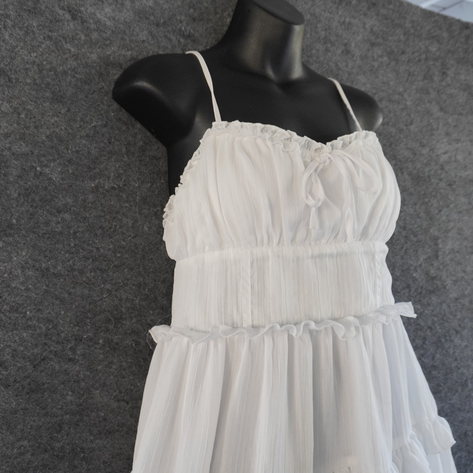 Wild Fable White Tiered Ruffle Mini Sundress M Medium Recycled Polyester Smocked
