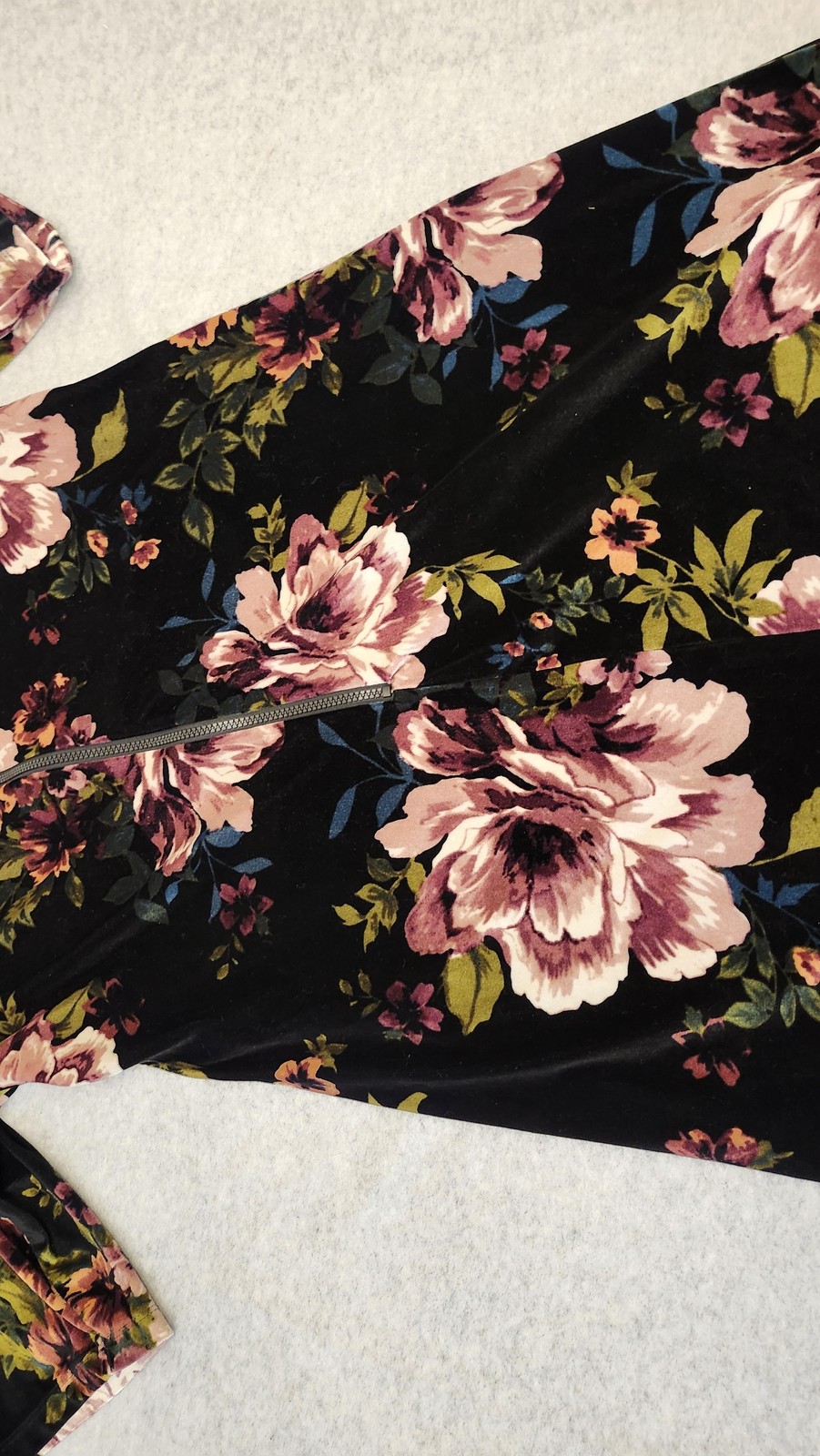 Olivia Matthews Dress Womens 2X Black Floral Velvet Half Sleeve Back Zip Shift