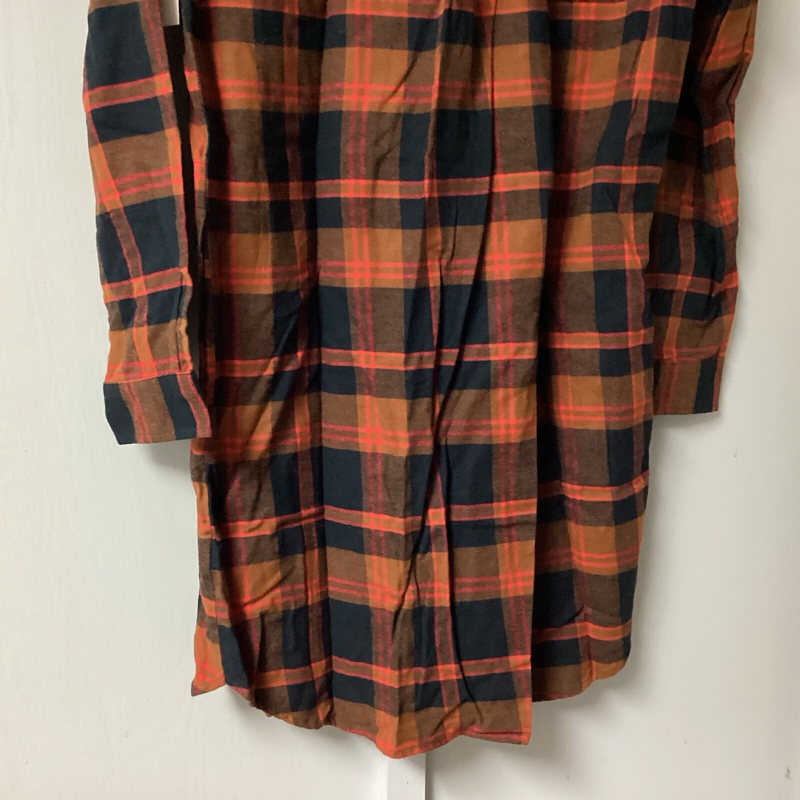 Goodthreads Women Medium Rustic Flannel Long-Sleeve Popover Shirt Dress Pock New