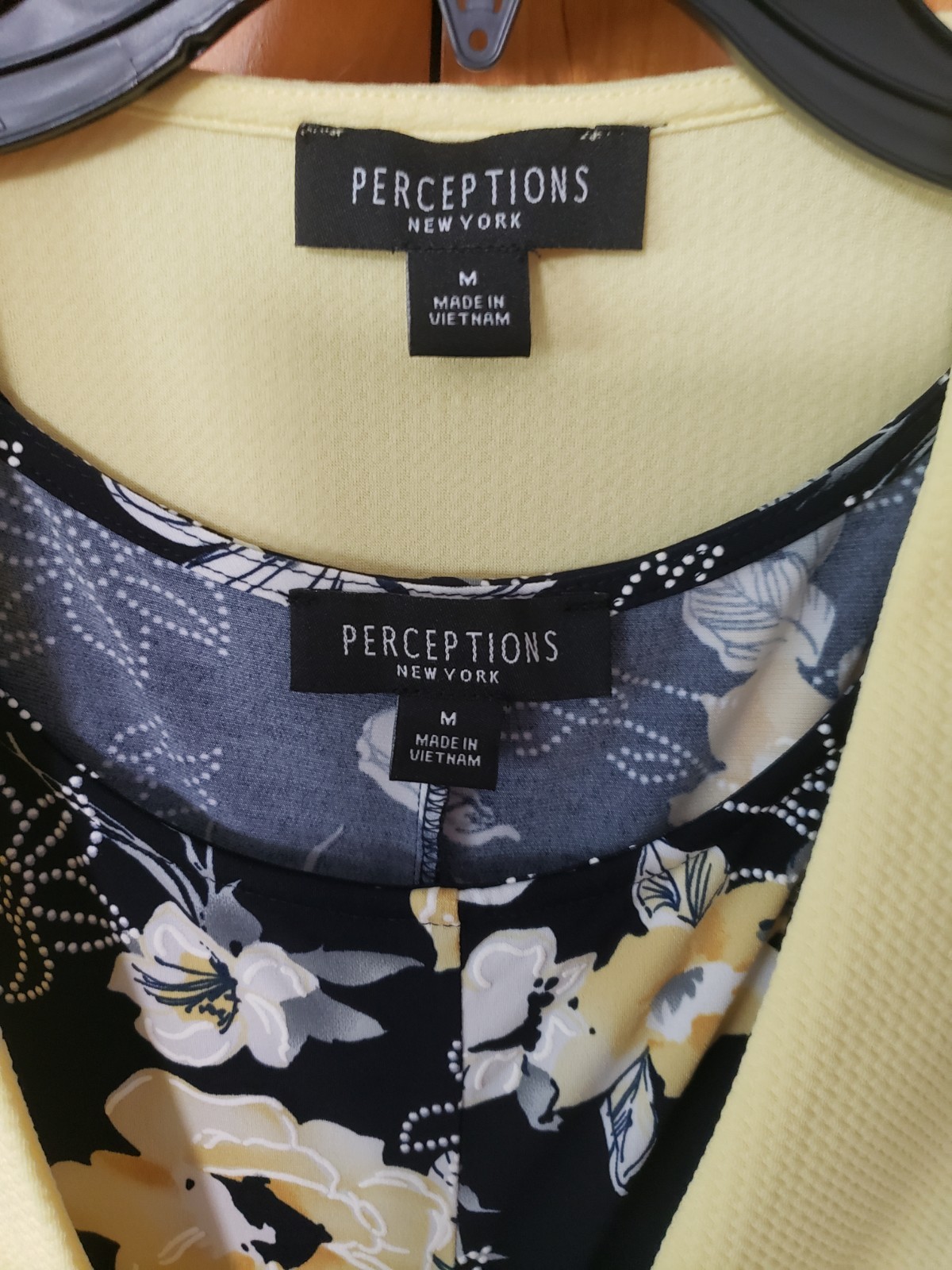 Perceptions NY 2-Pc Dress & SS Jacket Yellow/Black Floral NWT Med