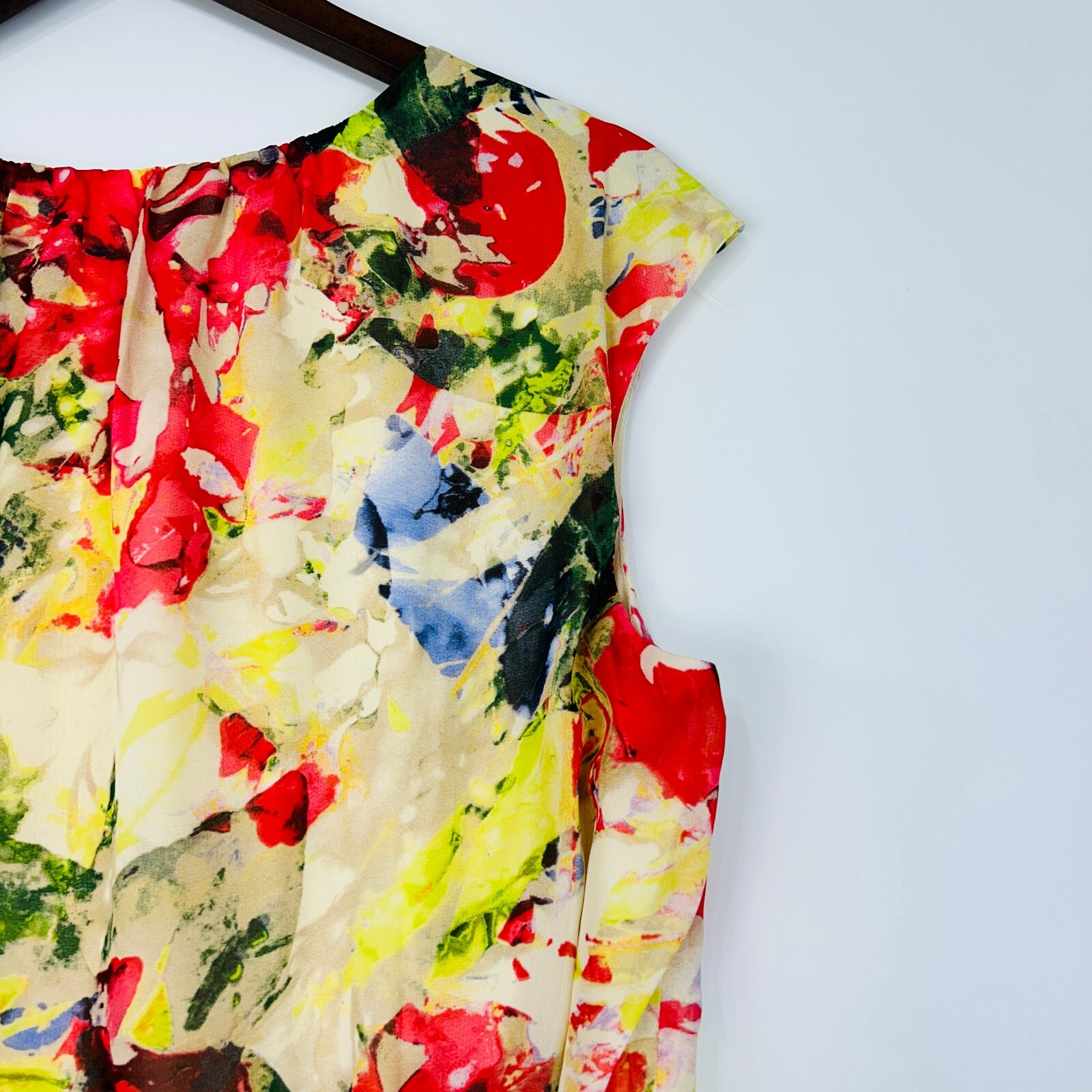 Robbie Bee Ruffle Dress Women 12 NEW Graphic Floral Sleeveless Flounce A-Line