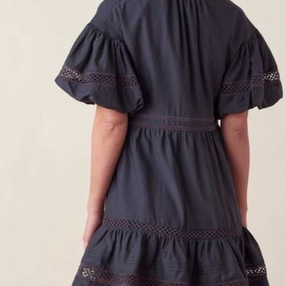 Marie Oliver Jade Cotton & Silk Blend Dark Gray Black Ruffled Mini Dress Size XS