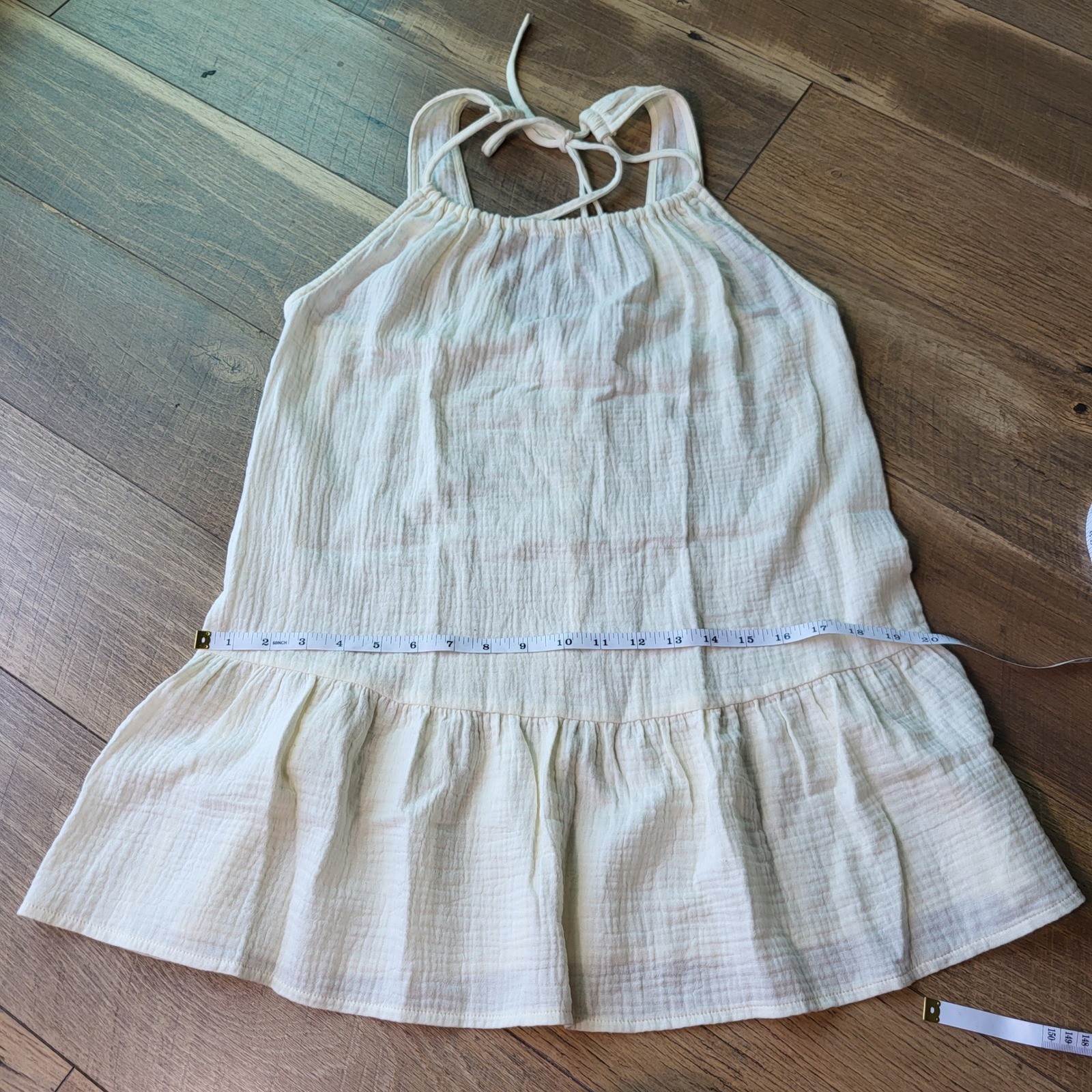 Xhilaration Womens Small Cream Gauze Halter Mini Dress Tiered Ruffle Sleeveless