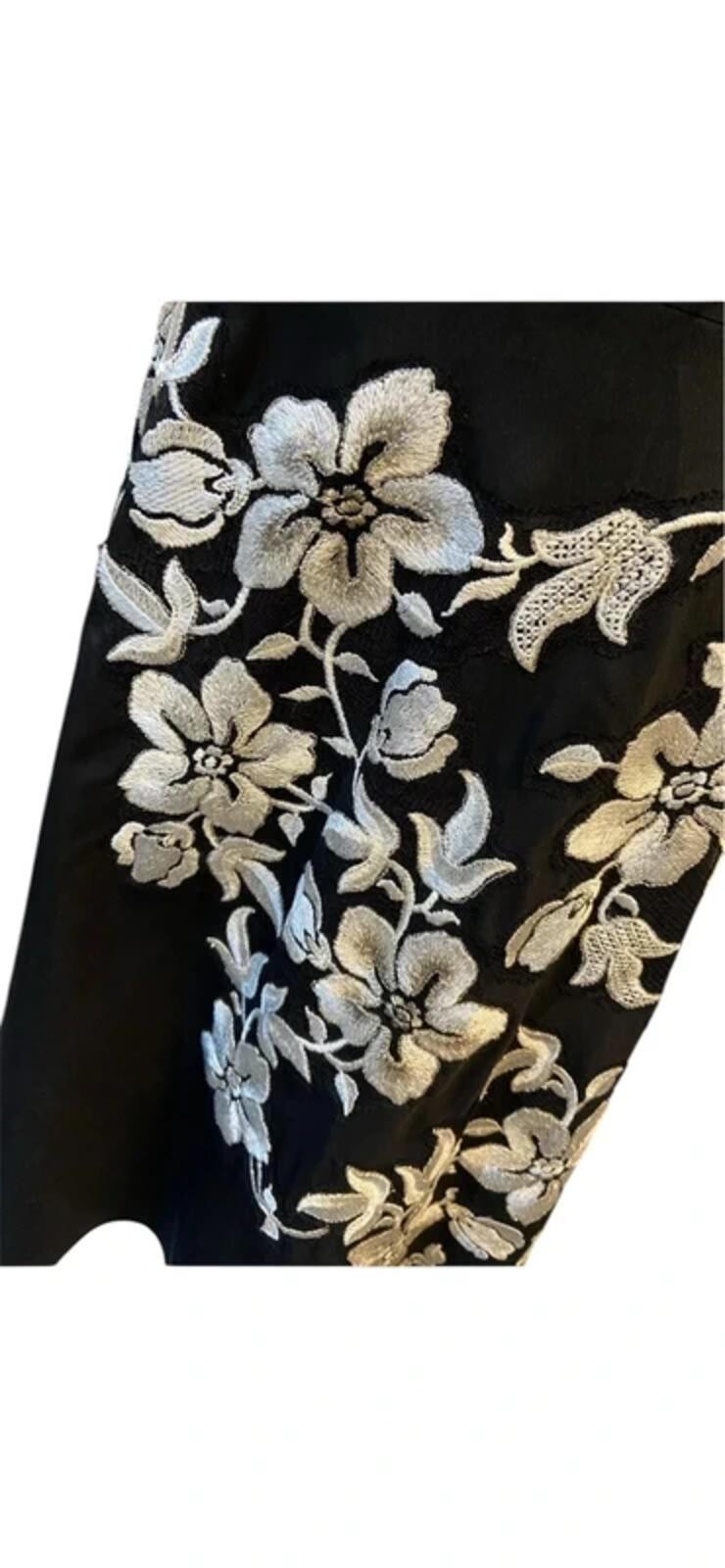 Monsoon Strapless Black White Floral Embroidered Dress Size 14 Ball Party