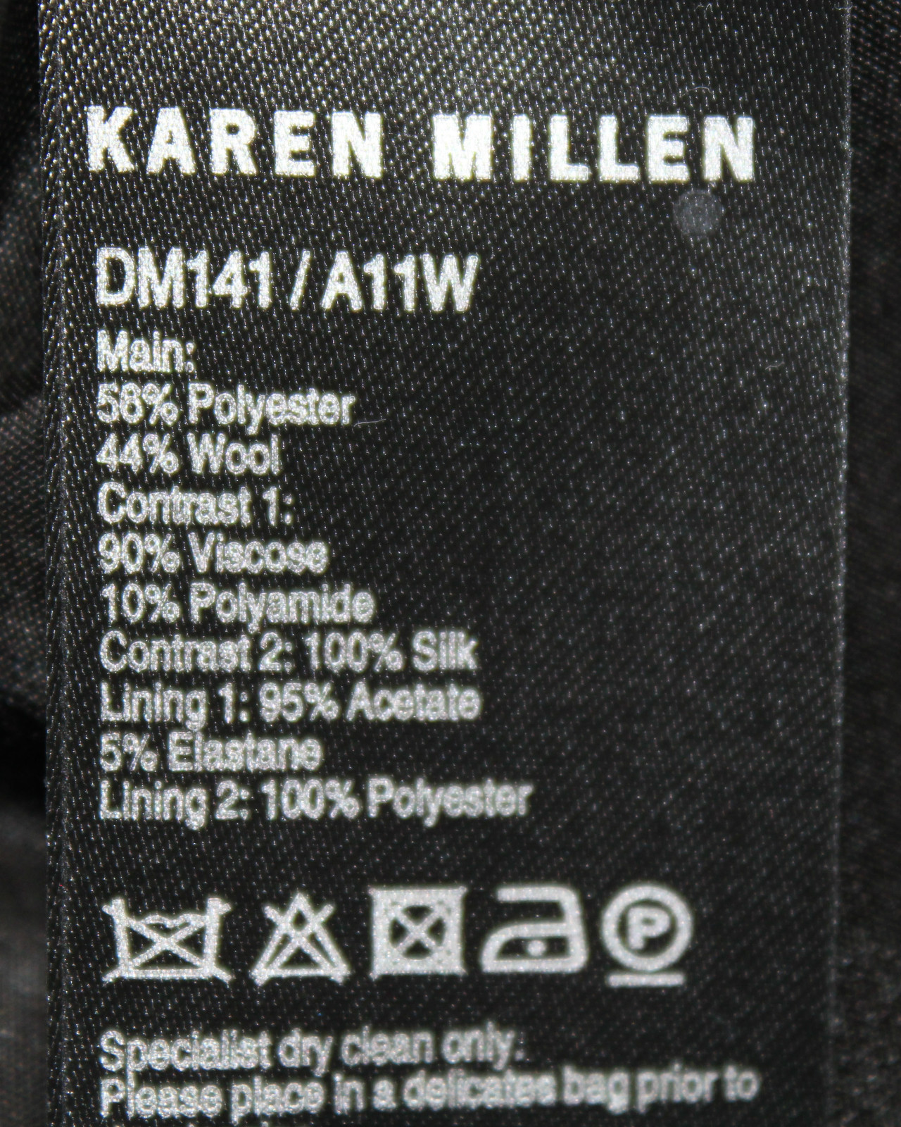 Karen Millen UK 10 Metallic Jacquard Black Lace Chiffon Drape Neck Dress EU 38