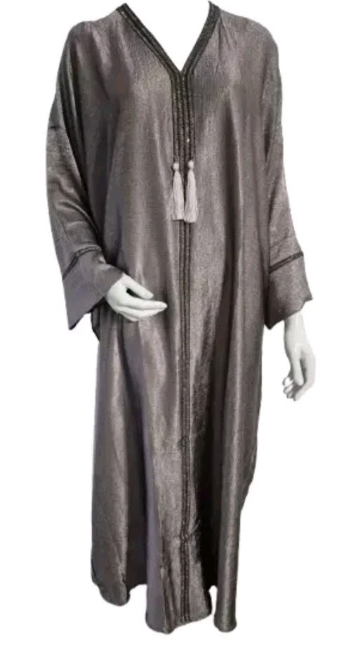 SS26 Quality Ladies Premium Crushed Satin Frasha Abaya Diamante Lilac Size 56
