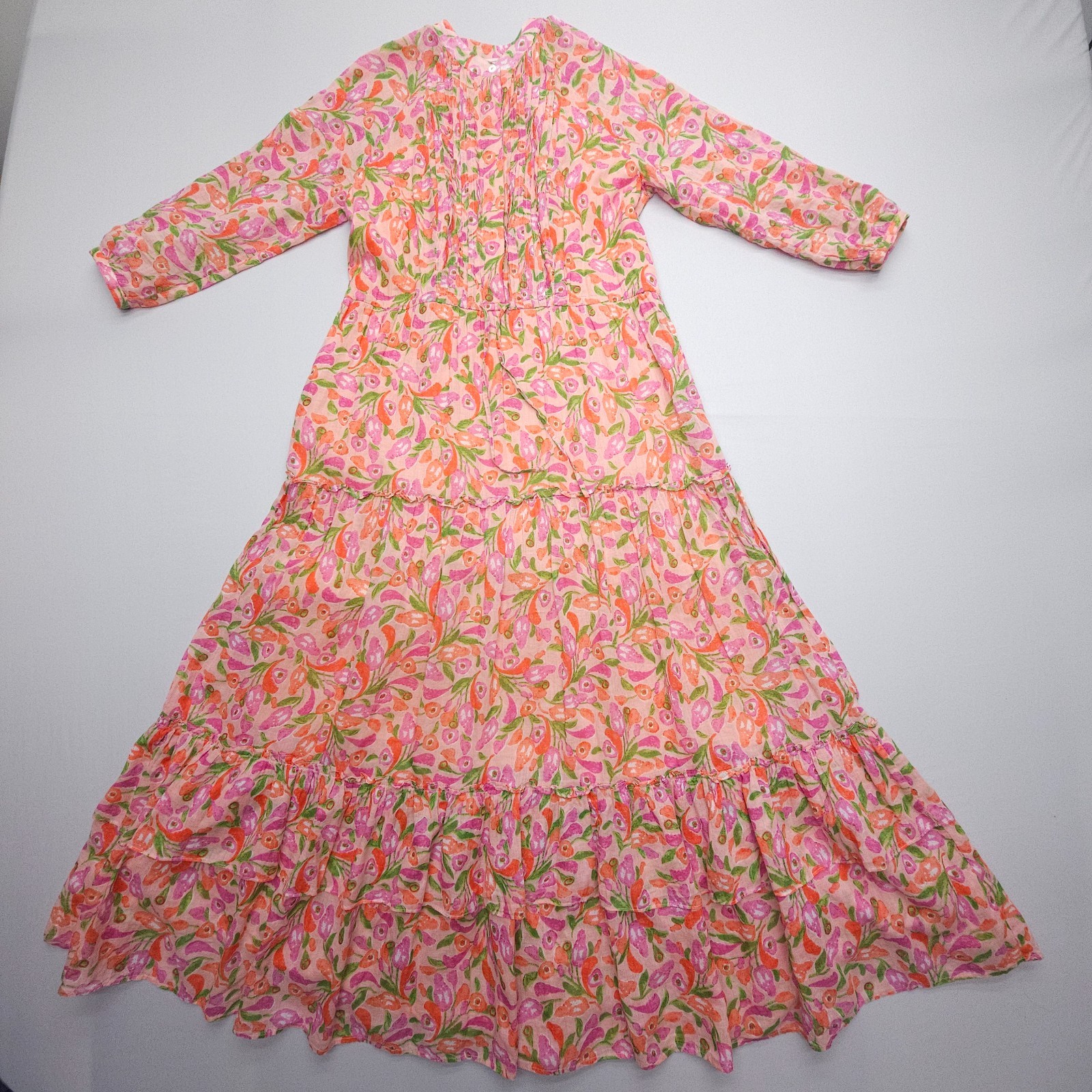 Banjanan Bazaar Organic Cotton Maxi Dress in Mini Bloom Rose Size XS Cottagecore