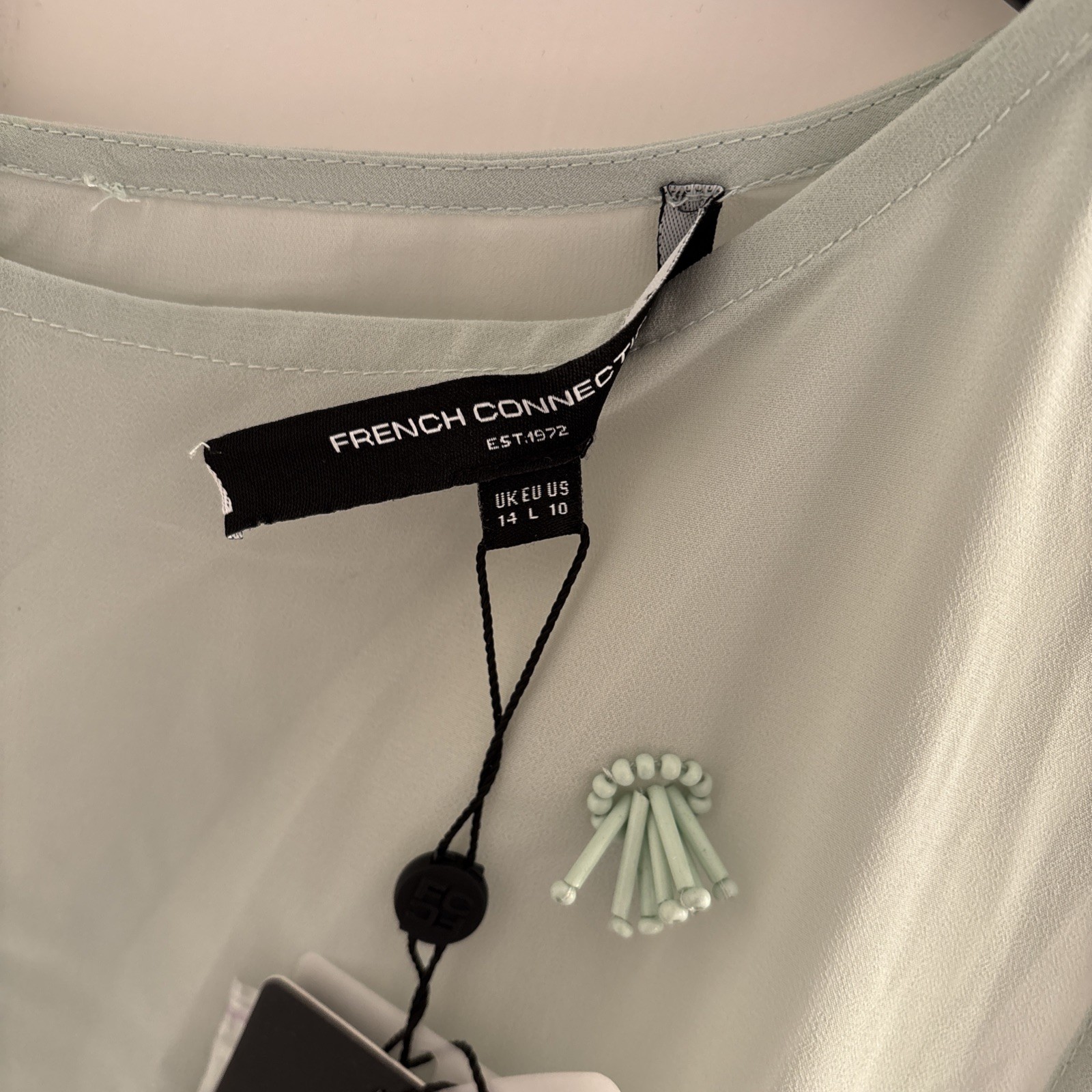 French Connection Sea Mist Green Cameron Embellished Dress Size 14 BNWT RRP £125