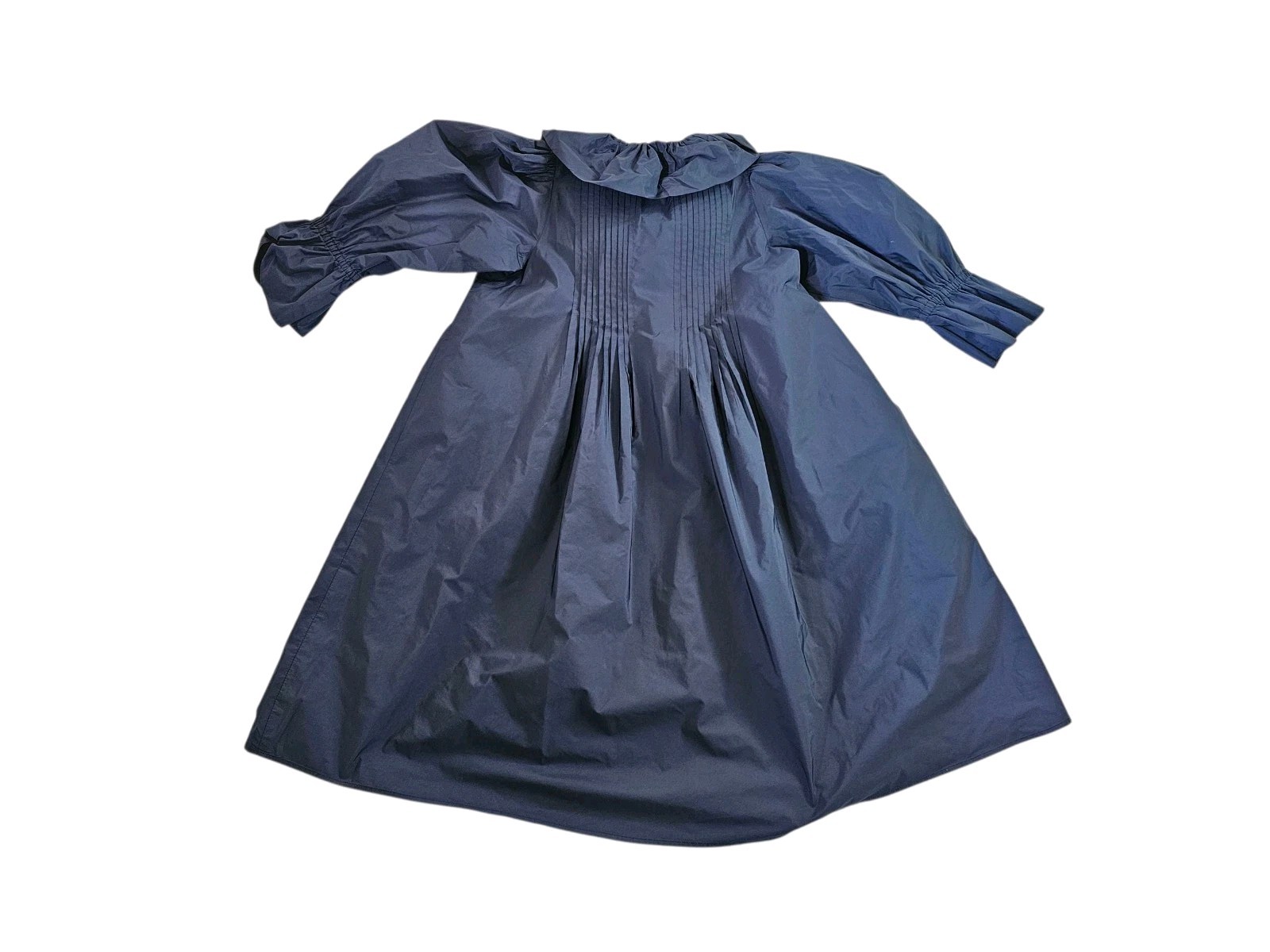 Hunter Bell Sullivan Ruffled Neck Puff Sleeve Mini Dress Navy SZ Small