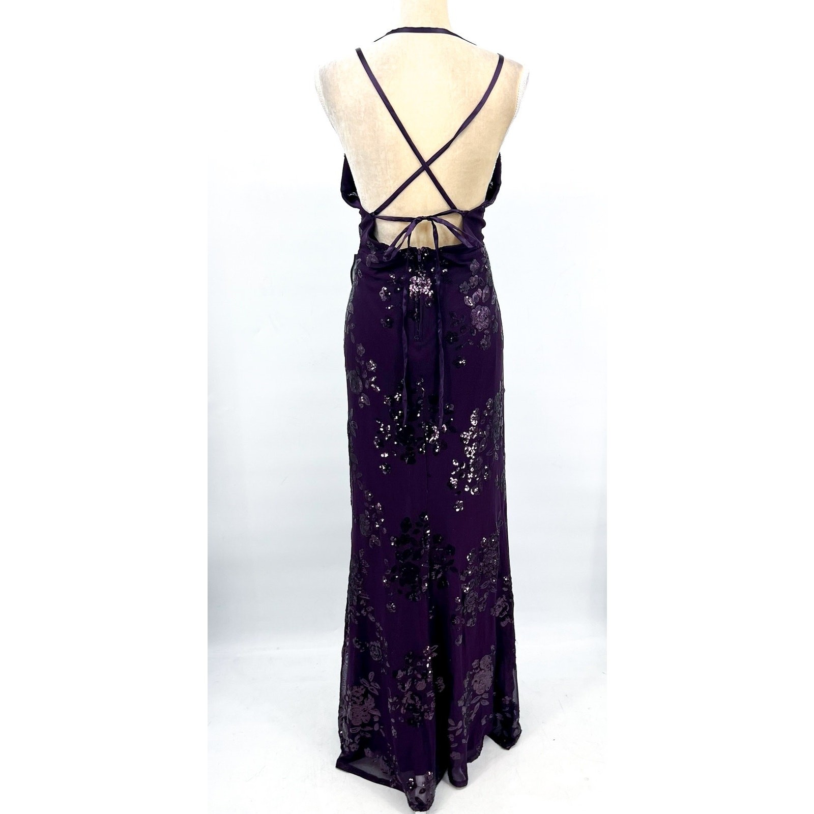 SPEECHLESS Womens Sequin Chiffon Formal Dress Size 16W Eggplant Purple NWT