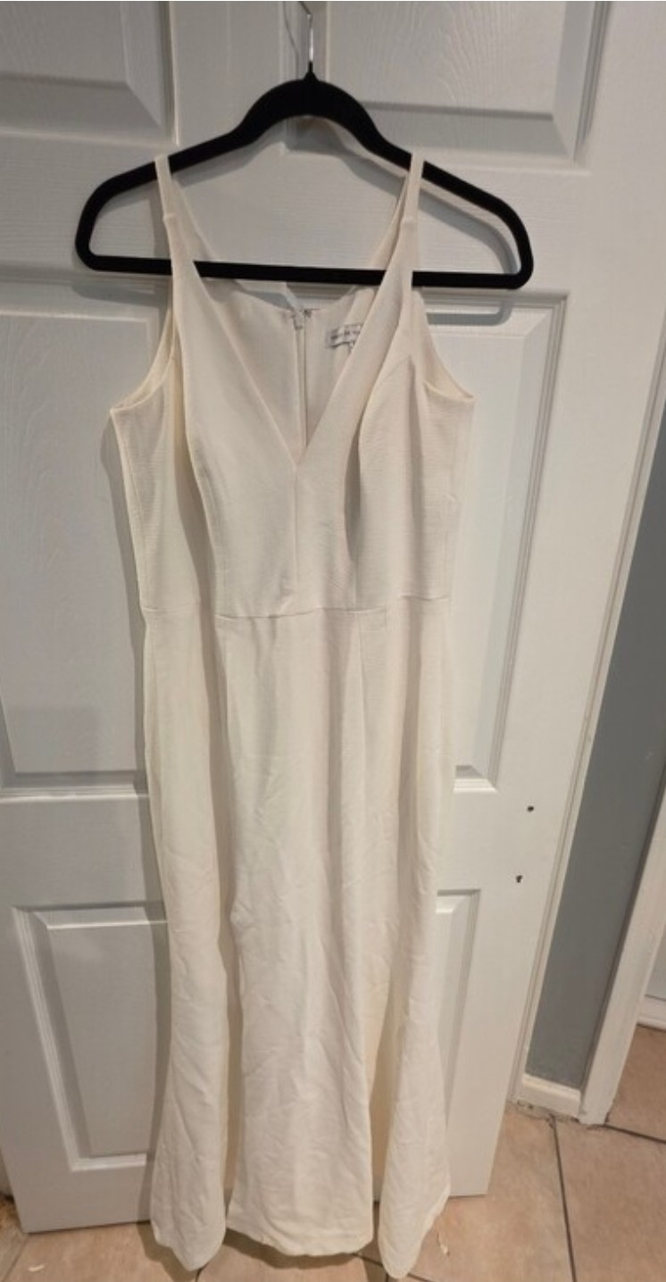 Dress the Population White Solid V-Neck Sleeveless Zip Maxi Dress XL