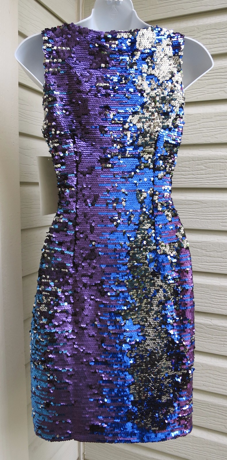 BOSTON PROPER Size 4 Ombre Sequin Tank Party Cocktail Dress Aqua Blue Purple NWT