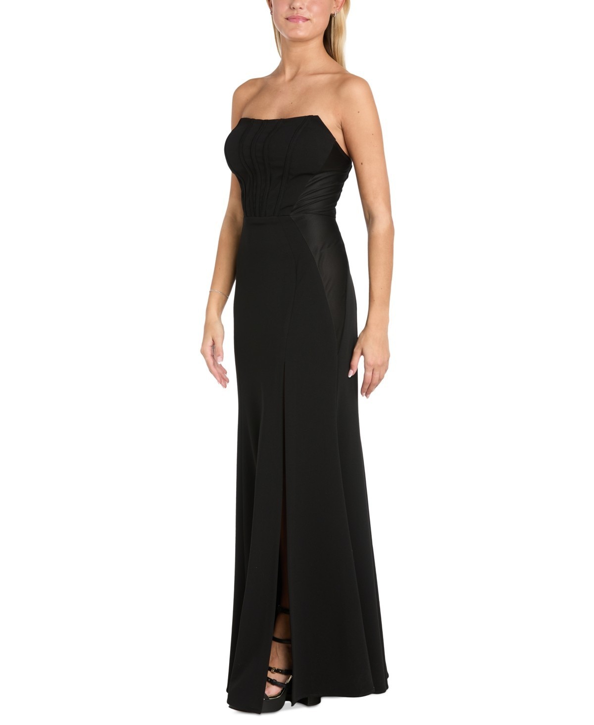 Morgan & Company Juniors’ Strapless Bustier Gown – Black Size 7