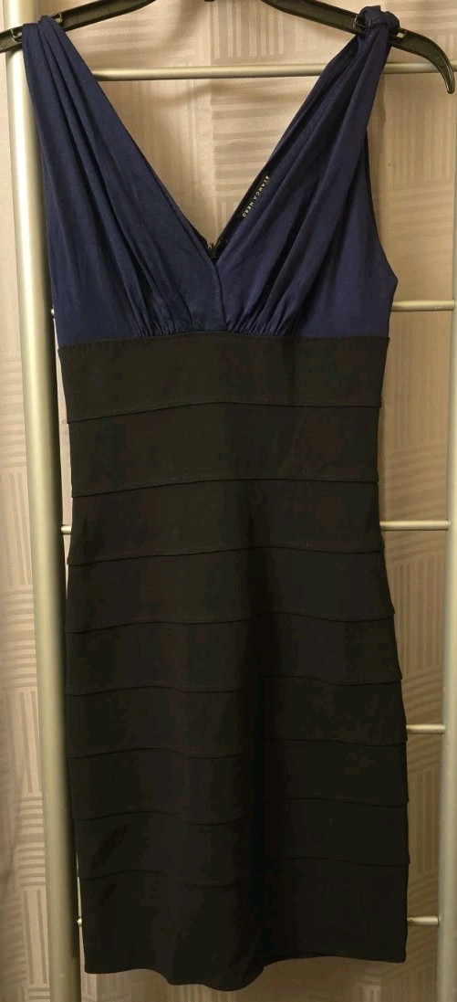 Maria Bianca Nero Womens Back Zip Sleeveless Mini Sheath Dress Black Blue Petite