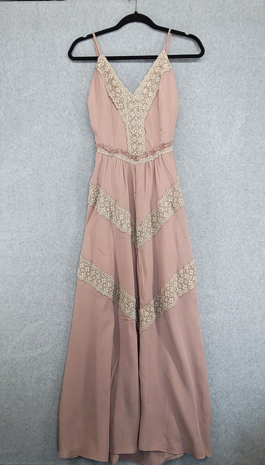 Soieblu Dress Womens Small Beige Maxi Embroidery Beaded Fairycore