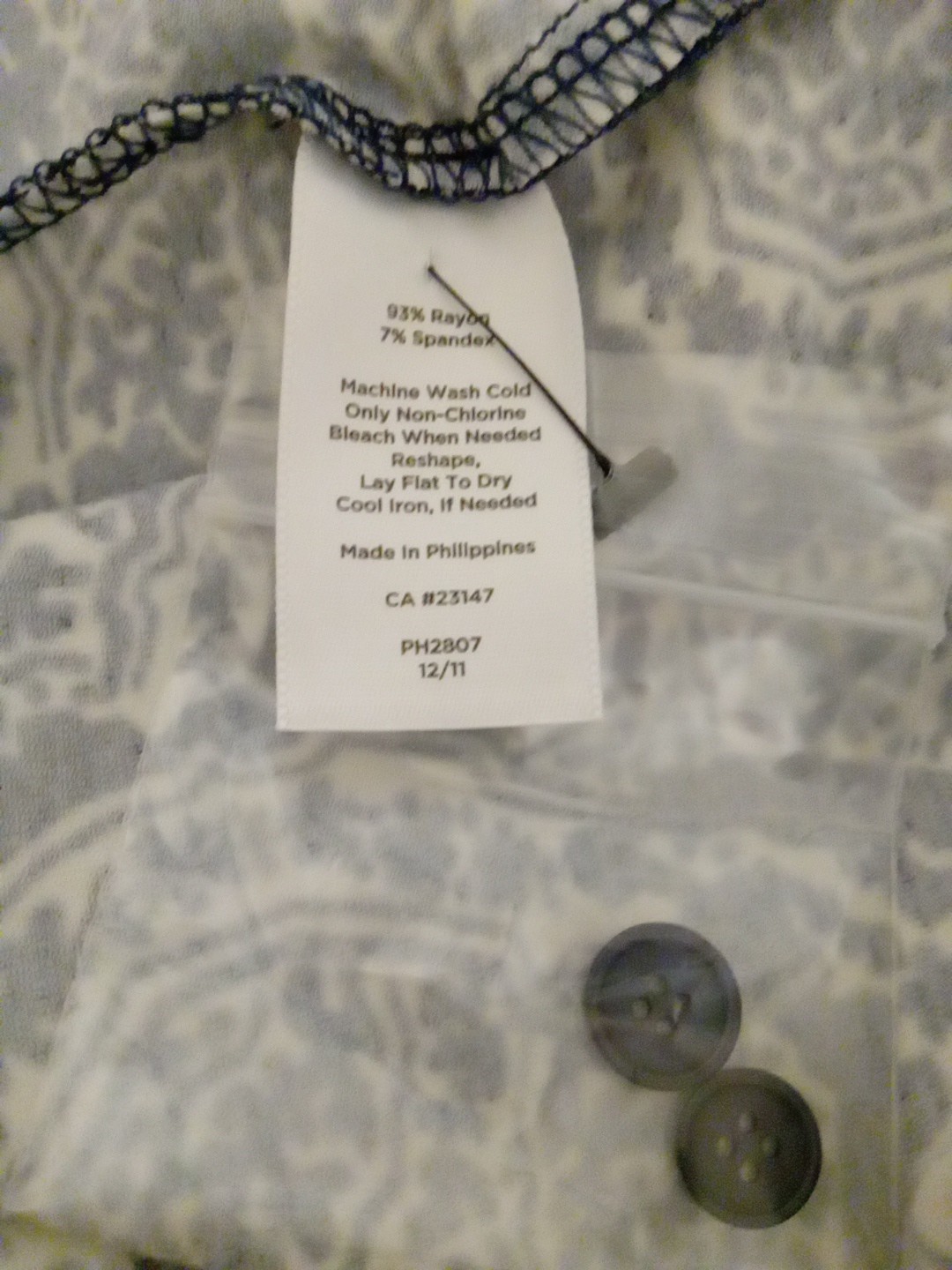 Talbots Women Blue White Paisley Collar Button Down Midi Dress Size L