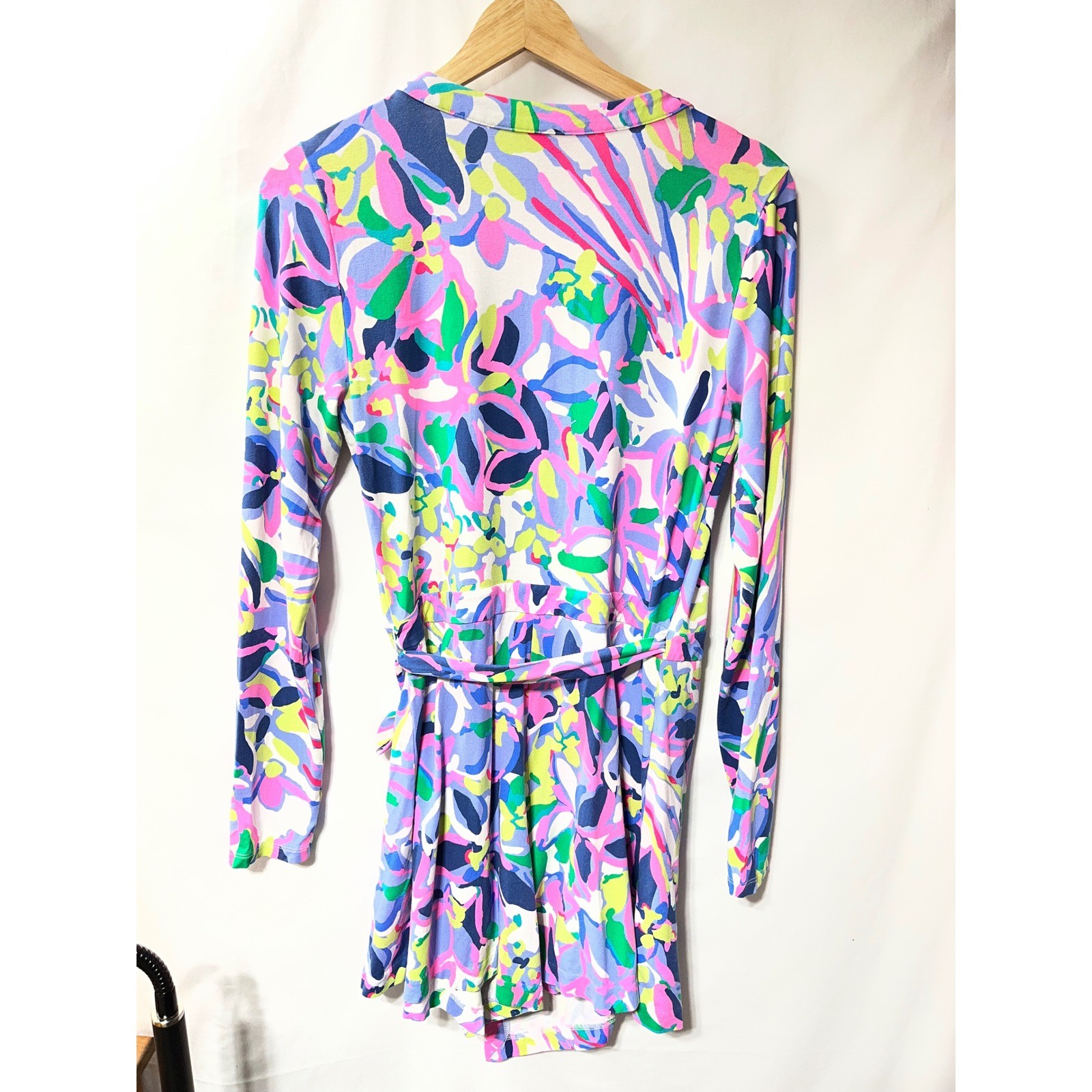 Lilly Pulitzer Womens Pink Blue Green Floral Long Sleeve Jersey Wrap skort Med