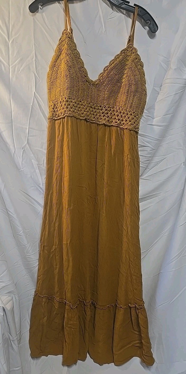 Hint of Blush Crochet Knit Top Babydoll Dress 1XL Sundress Boho Festival Fairy