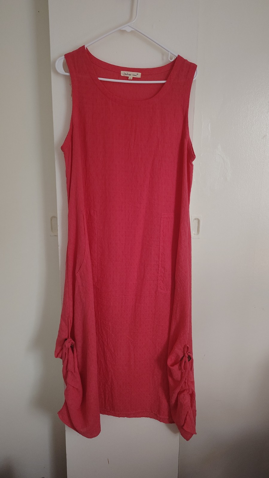Indigo Soul Pink Women’s Dress Size Large Beach Coastal Comfy Midi Colorful