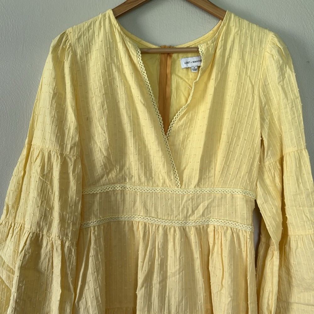 Lost + Wander Picking Daisies Yellow Textured Dress small